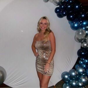 Leopard Print Strapless Dress